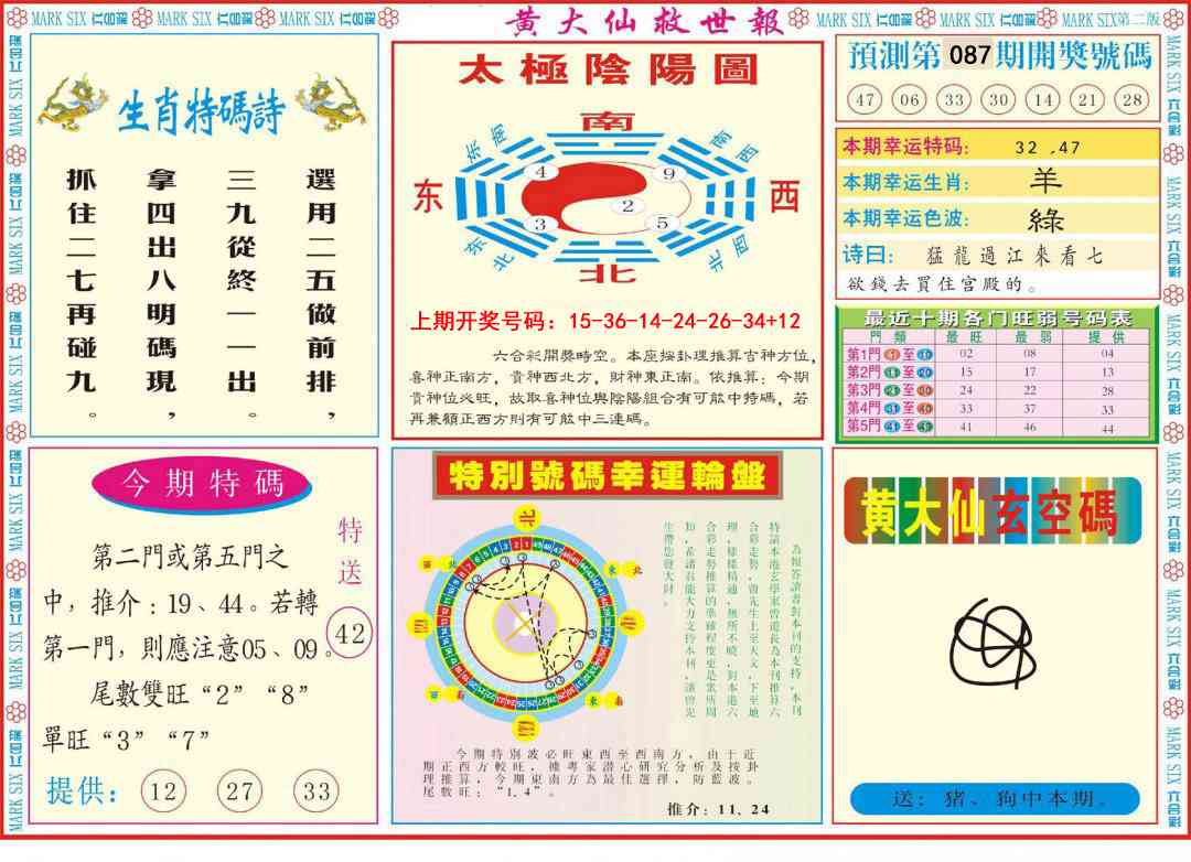 087期新黄大仙救世B[图]