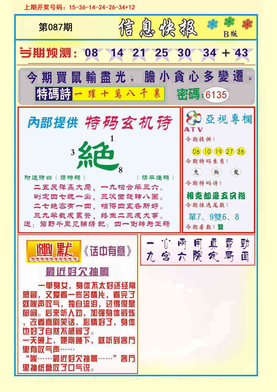 087期信息快报B[图]